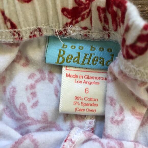 Bedhead Christmas Two Piece Pajamas Size 6 Red Cream - Picture 7 of 7